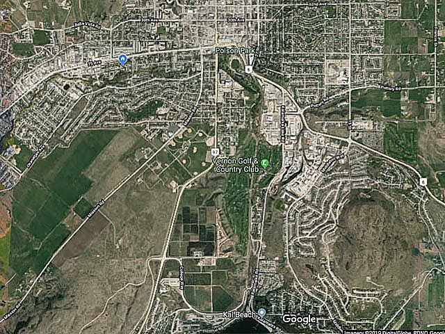 Screen Shots from Google Maps of the Okanagan, BC, Canada