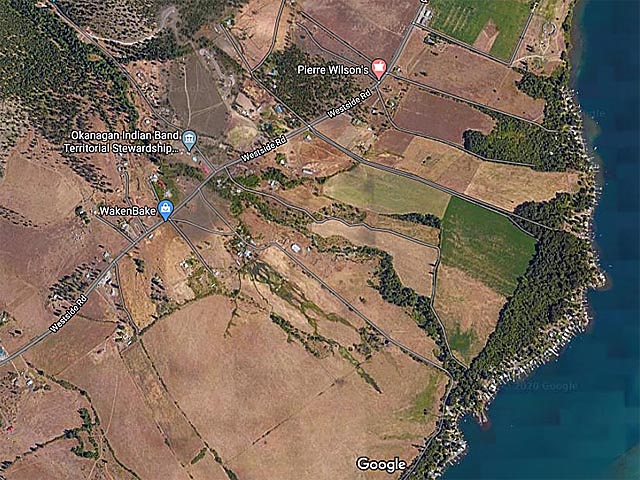 Screen Shots from Google Maps of the Okanagan, BC, Canada