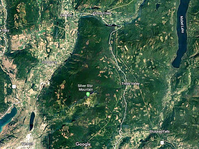 Screen Shots from Google Maps of the Okanagan, BC, Canada