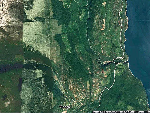 Screen Shots from Google Maps of the Okanagan, BC, Canada