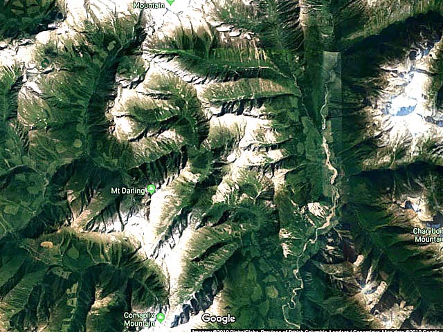 Screen Shots from Google Maps of the Okanagan, BC, Canada