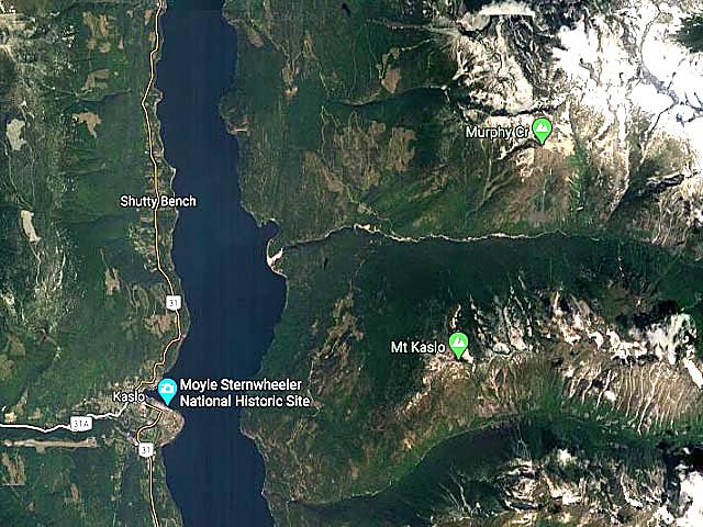 Screen Shots from Google Maps of the Okanagan, BC, Canada